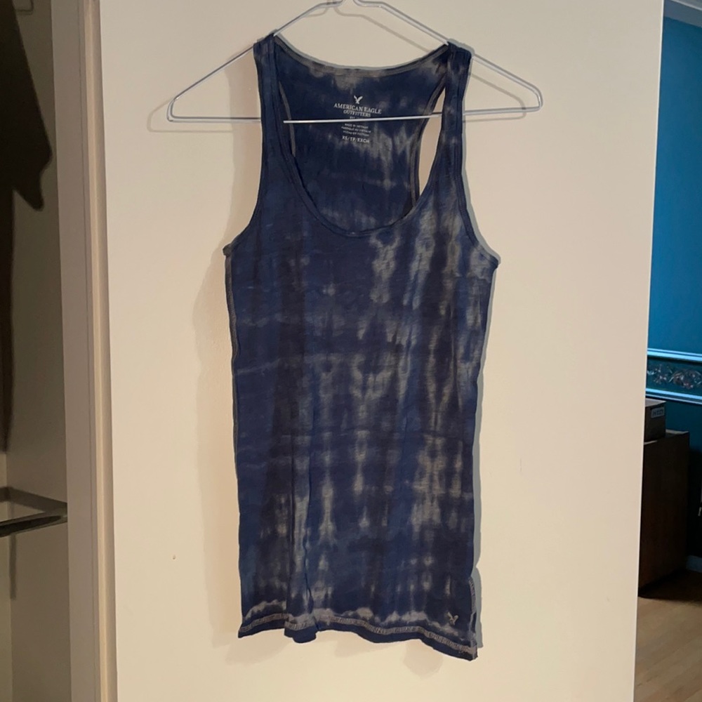 Blue Tie Dye American Eagle Tank Top